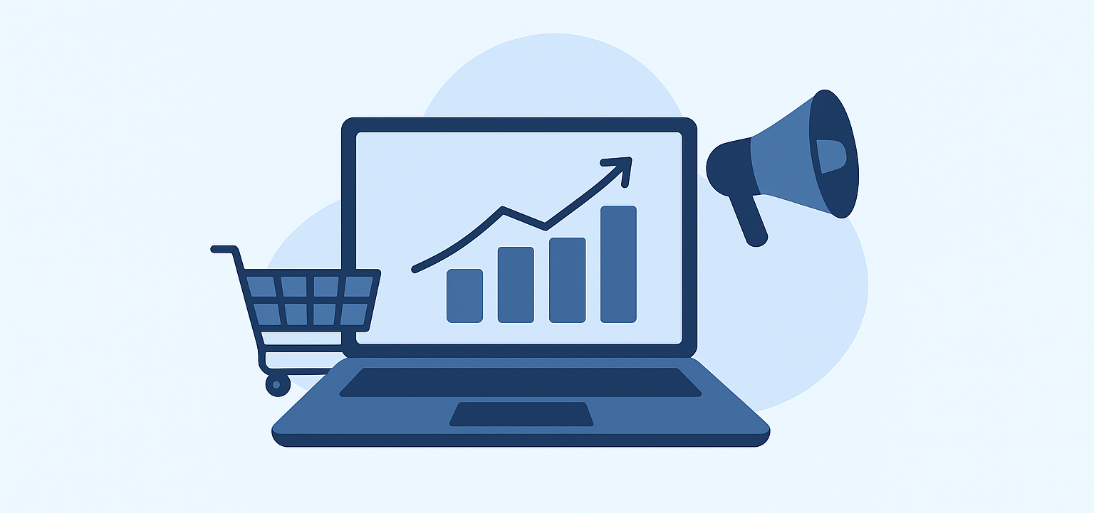 sitio web, pagina web indicando crecimiento y representando estrategias de publicidad y marketing digital, ventas online ecommerce y tienda en linea para incremento de presencia en internet